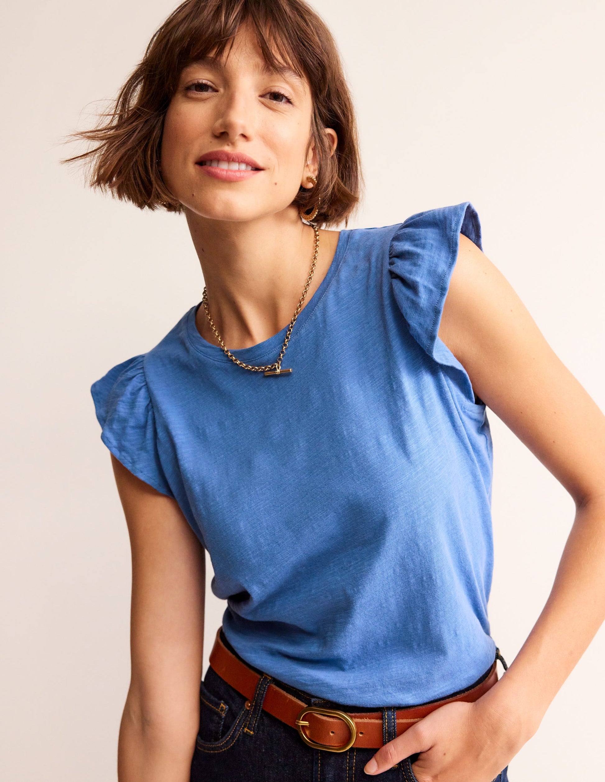 Cotton Flutter Top-Ebb and Flow Blue-1