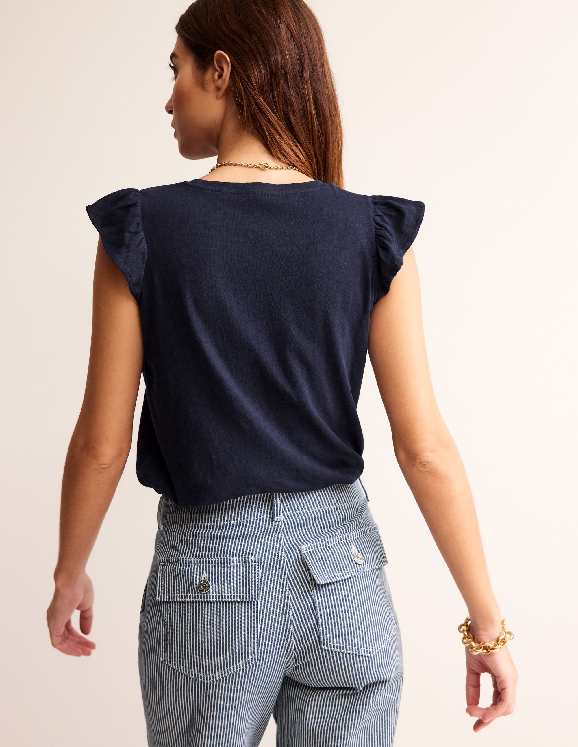 Top vaporeux en coton-Bleu Marine, Petits Pois - Image 3