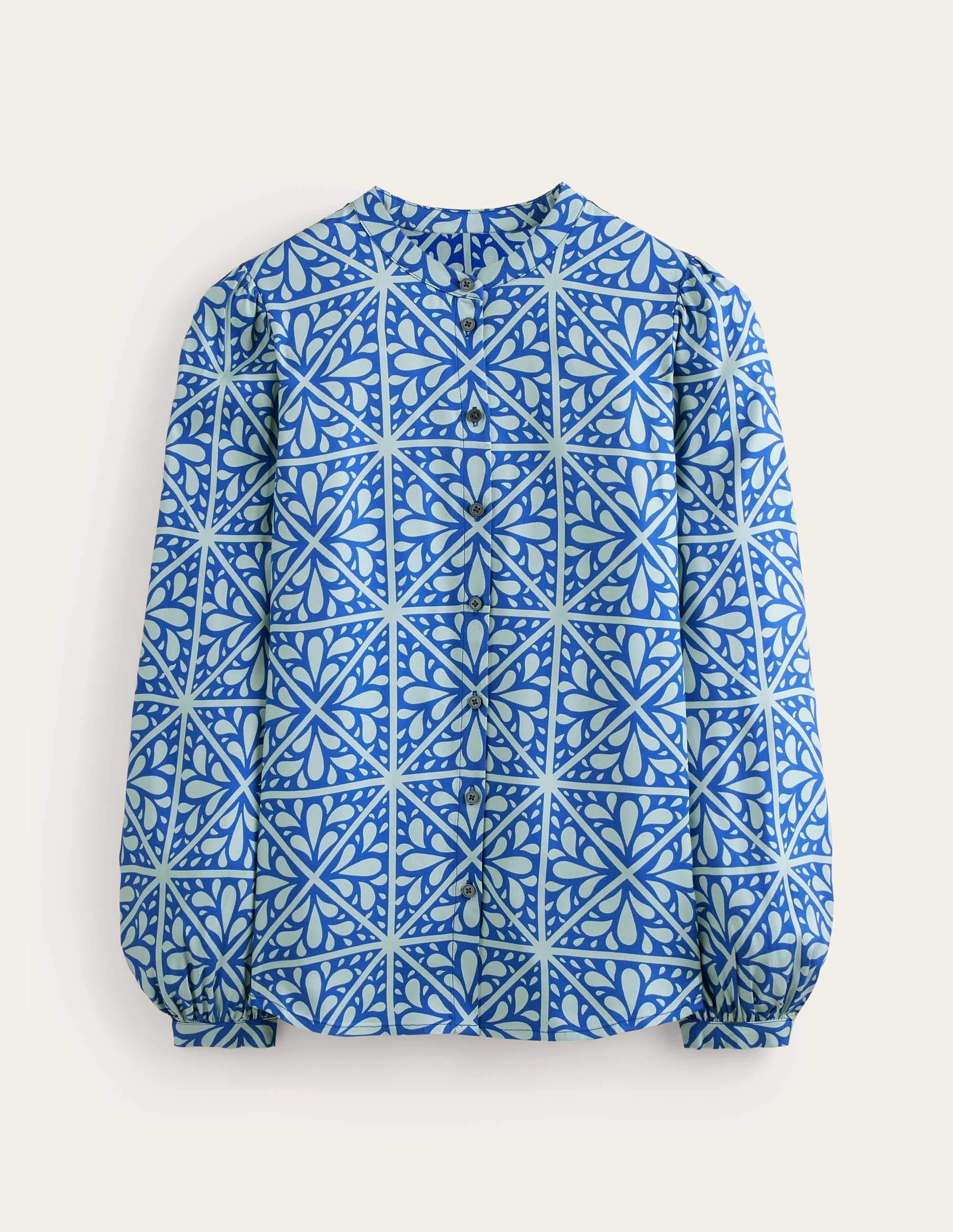 Blouse à manches blousantes-Bleu connecté, motif Floral Mosaic - Image 5