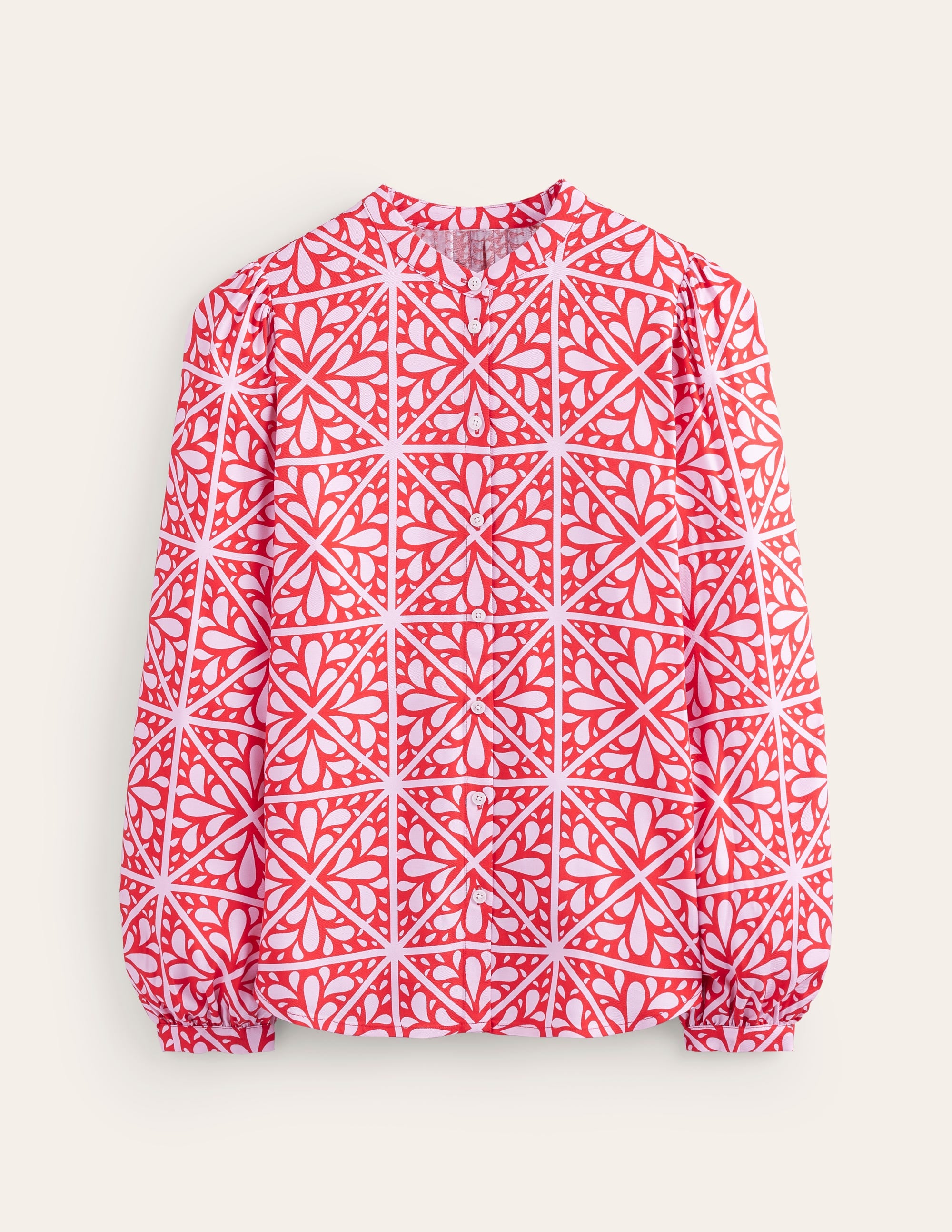 Blouse à manches blousantes-Flamme écarlate, motif Floral Mosaic - Image 5