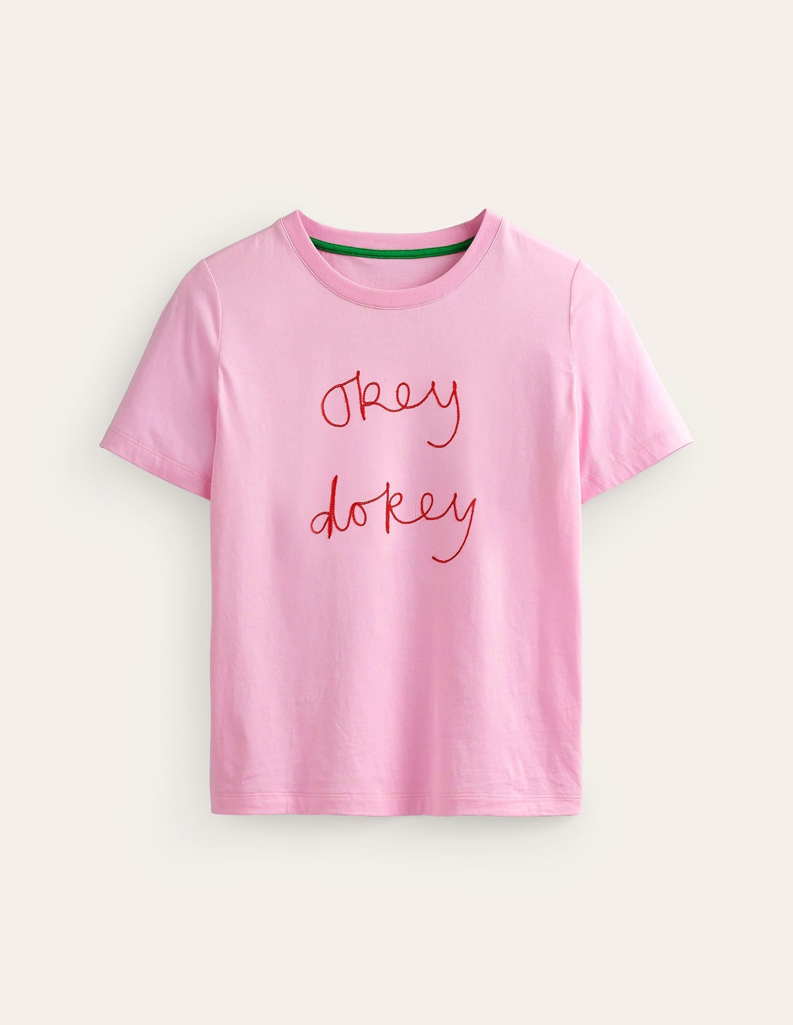 Rosa Besticktes T-Shirt-Süßer Flieder, Okey Dokey - Image 5
