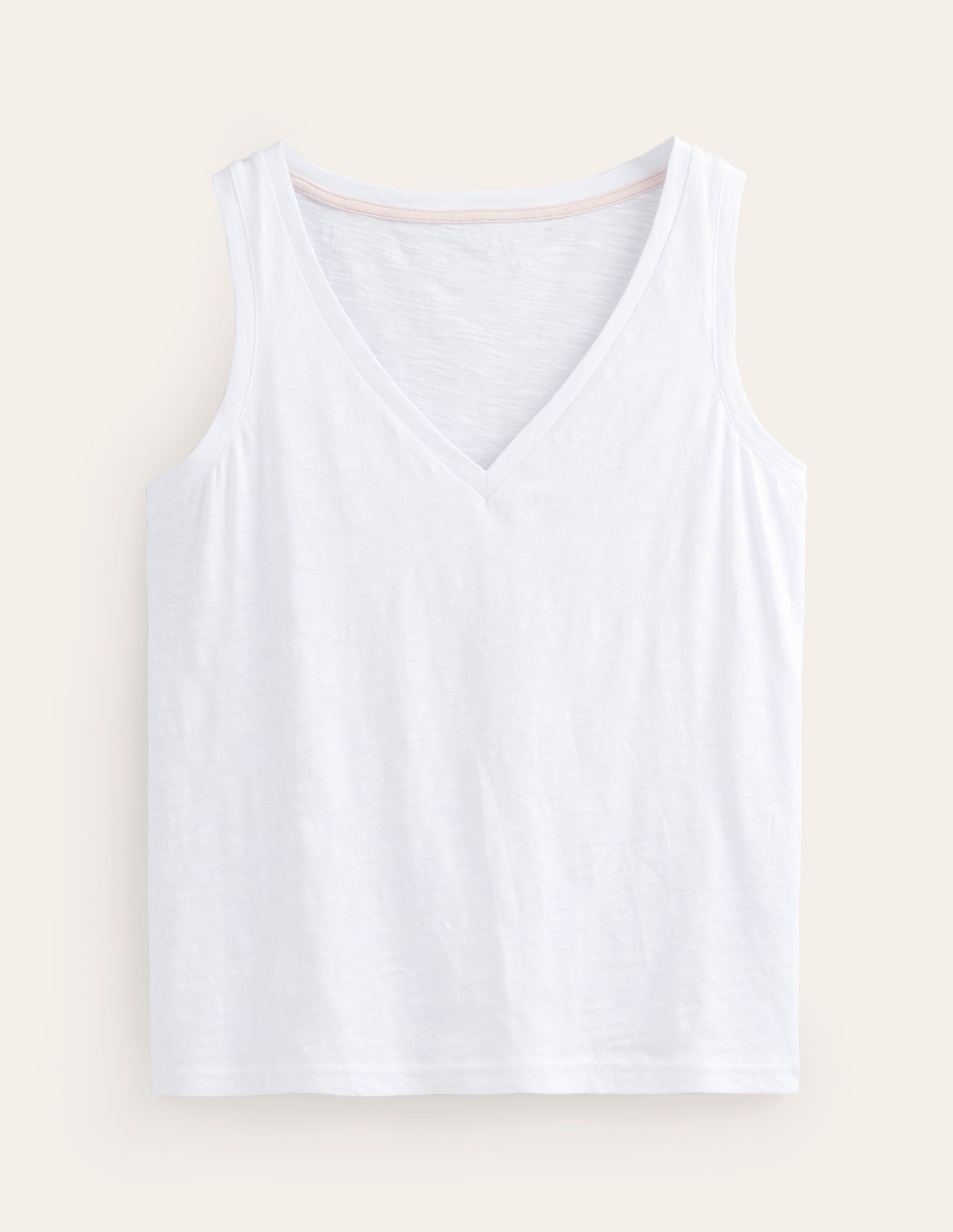 Regular V-Neck Slub Vest-White - Image 5