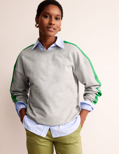 Swaetshirt mit überschnittener Schulter-Grün Neon Streifen