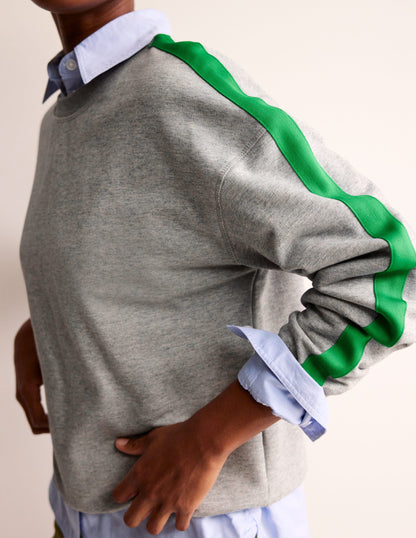 Swaetshirt mit überschnittener Schulter-Grün Neon Streifen