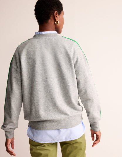 Swaetshirt mit überschnittener Schulter-Grün Neon Streifen