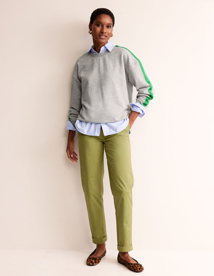 Swaetshirt mit überschnittener Schulter-Grün Neon Streifen