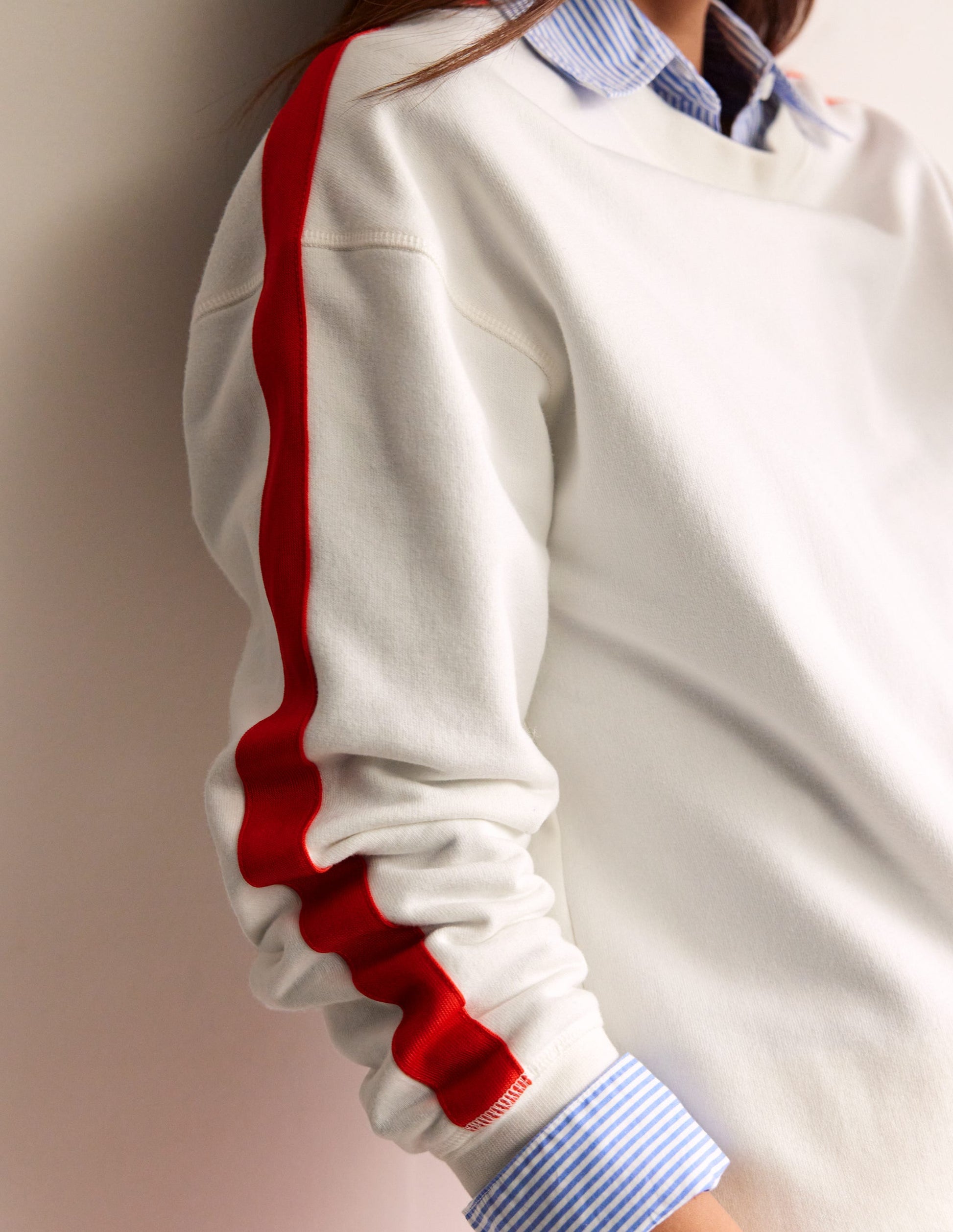 Emi Relaxed Sweatshirt-Ivory Red Stripe-2