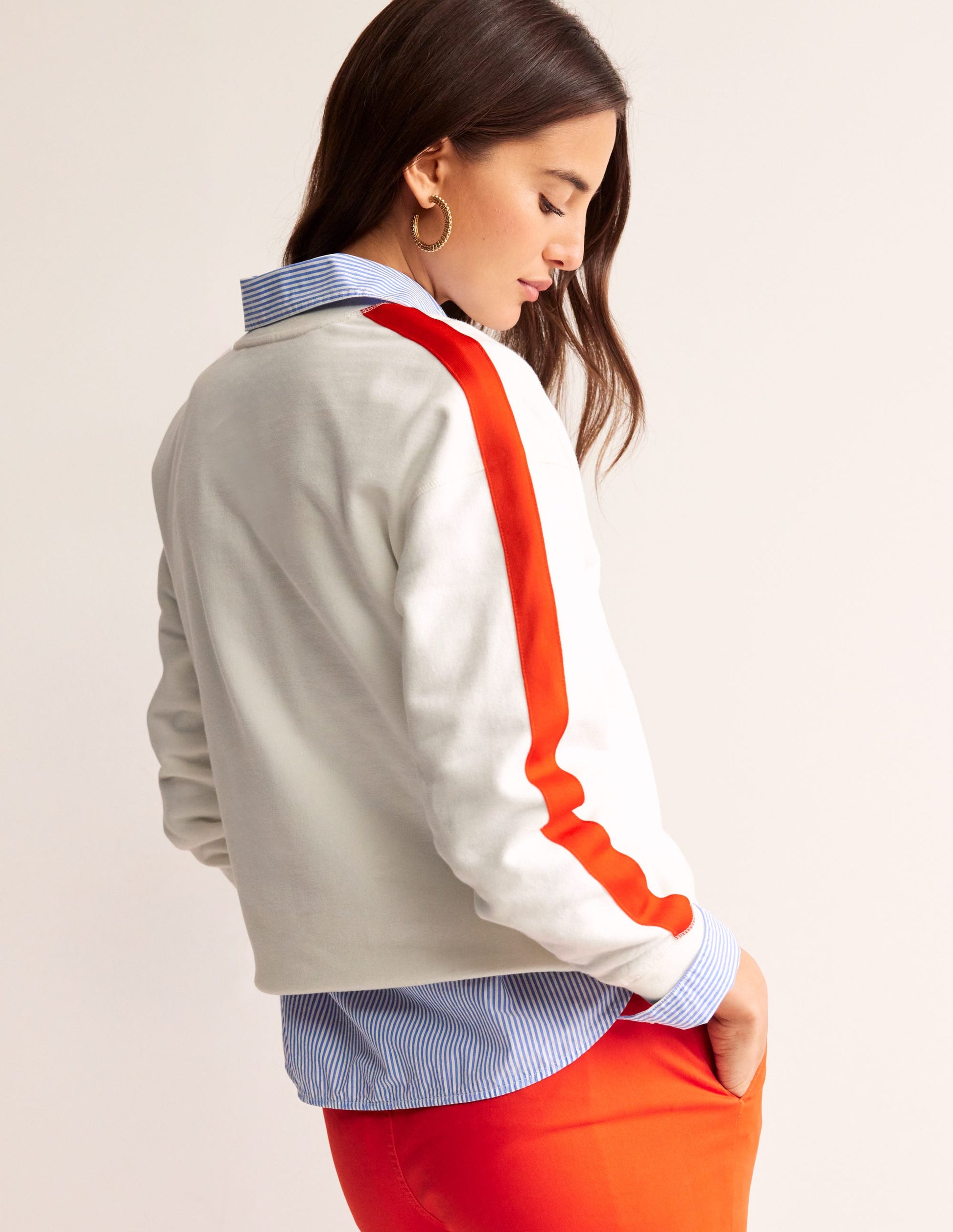 Emi Relaxed Sweatshirt-Ivory Red Stripe-3