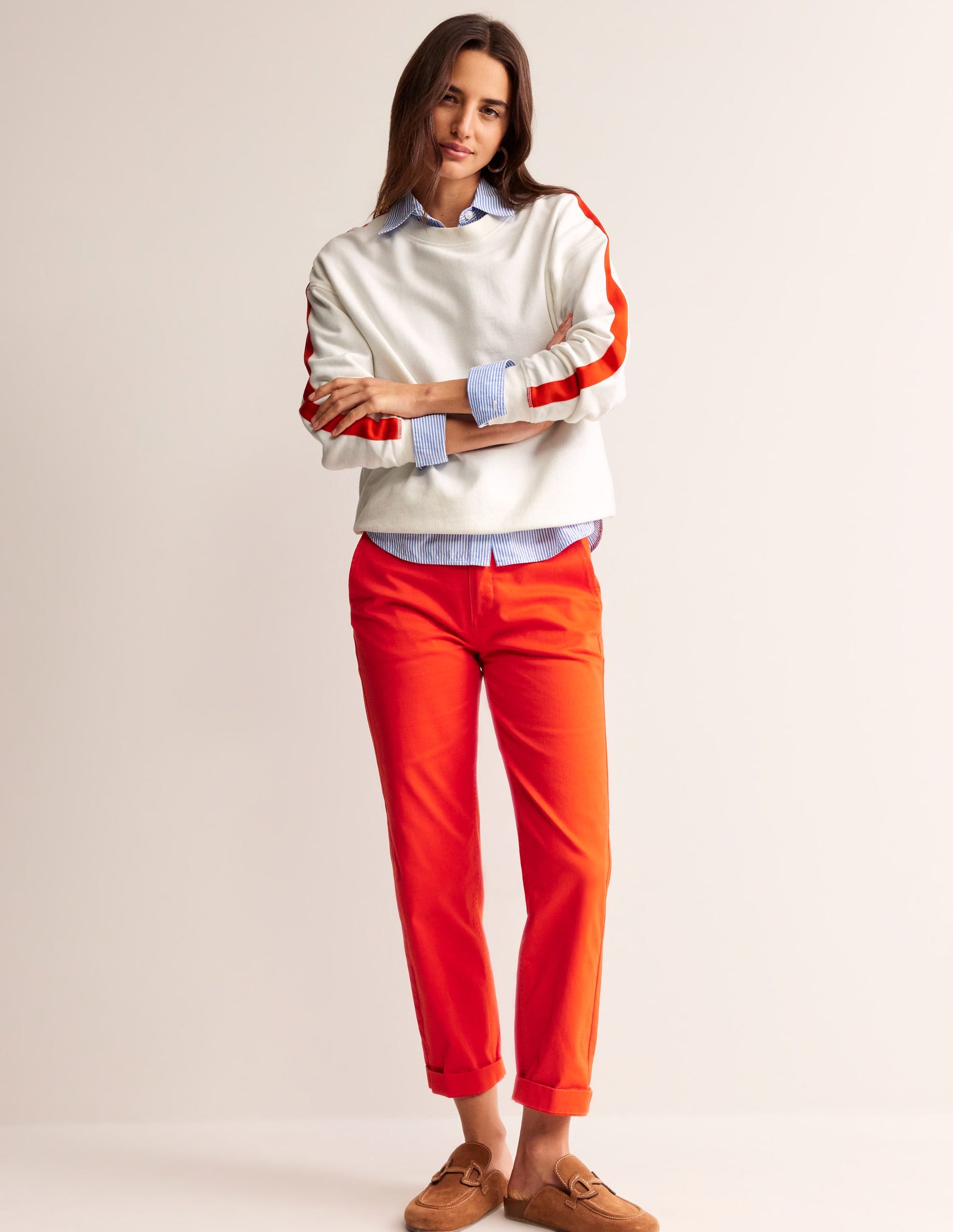 Emi Relaxed Sweatshirt-Ivory Red Stripe-4