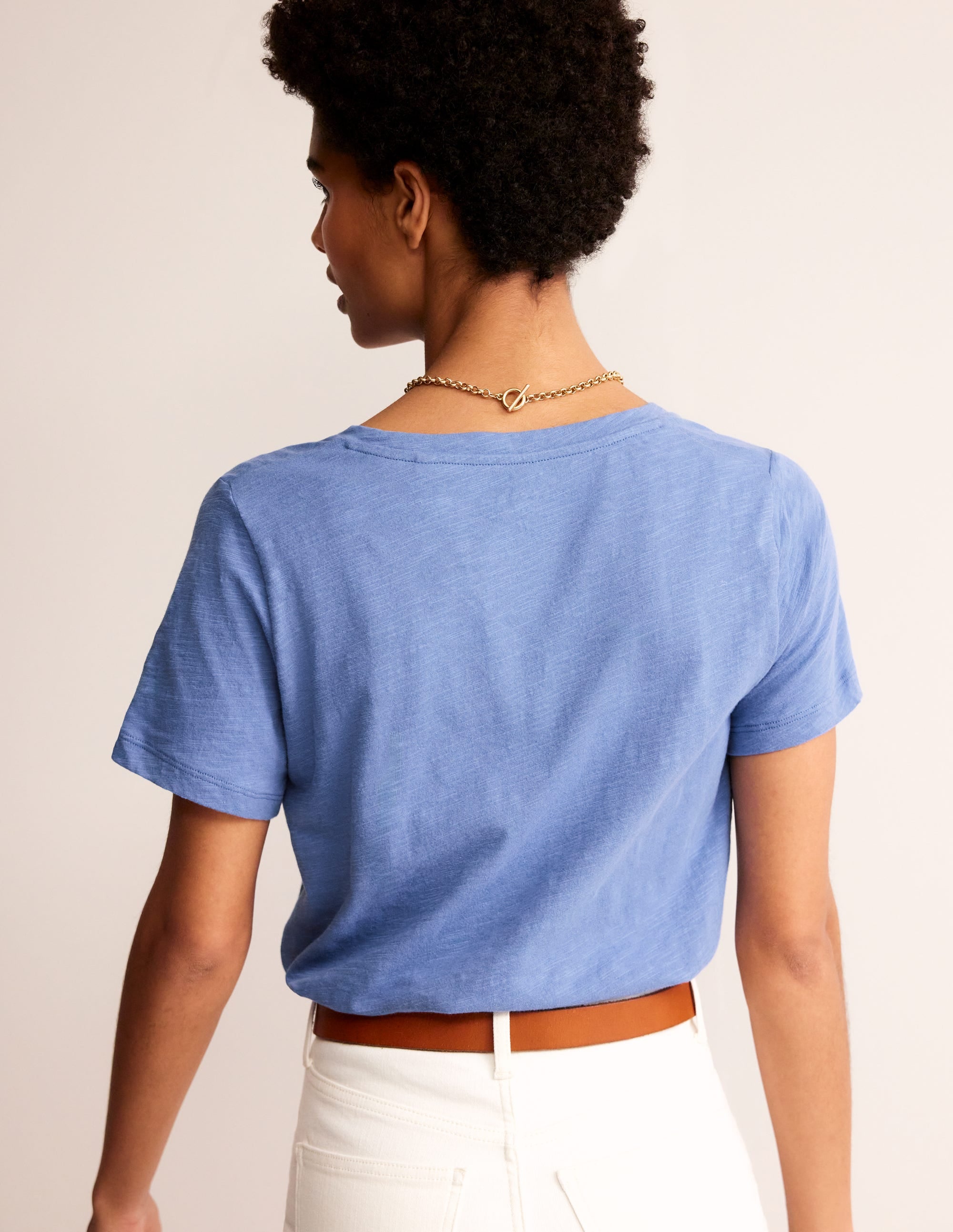 T-shirt flammé à col V-Bleu flux et reflux - Image 3