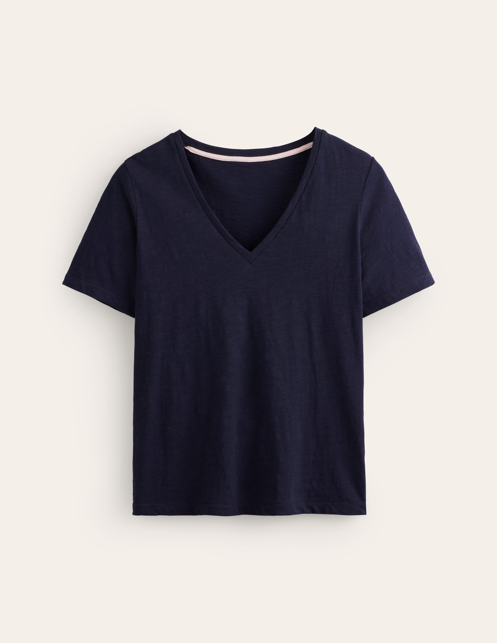 T-shirt flammé à col V-Bleu Marine, Petits Pois - Image 5