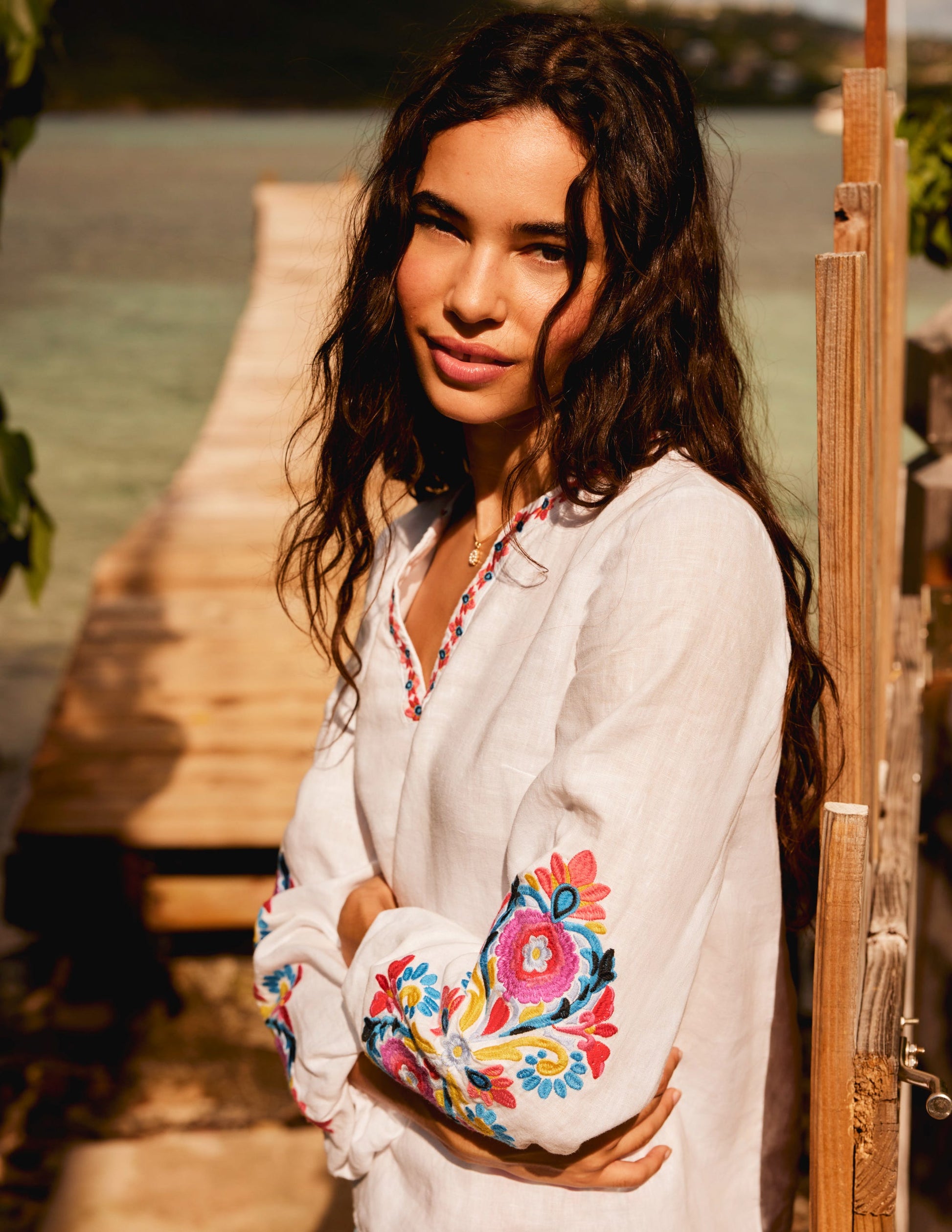 Bonnie Leinenoberteil-Weiß, Bunt Floral-7