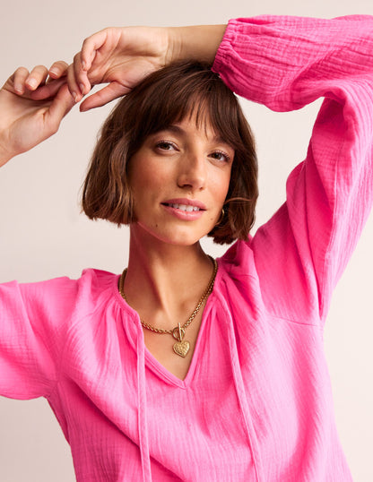 Oberteil aus doppellagigem Stoff mit Blousonärmeln-Beacon-1