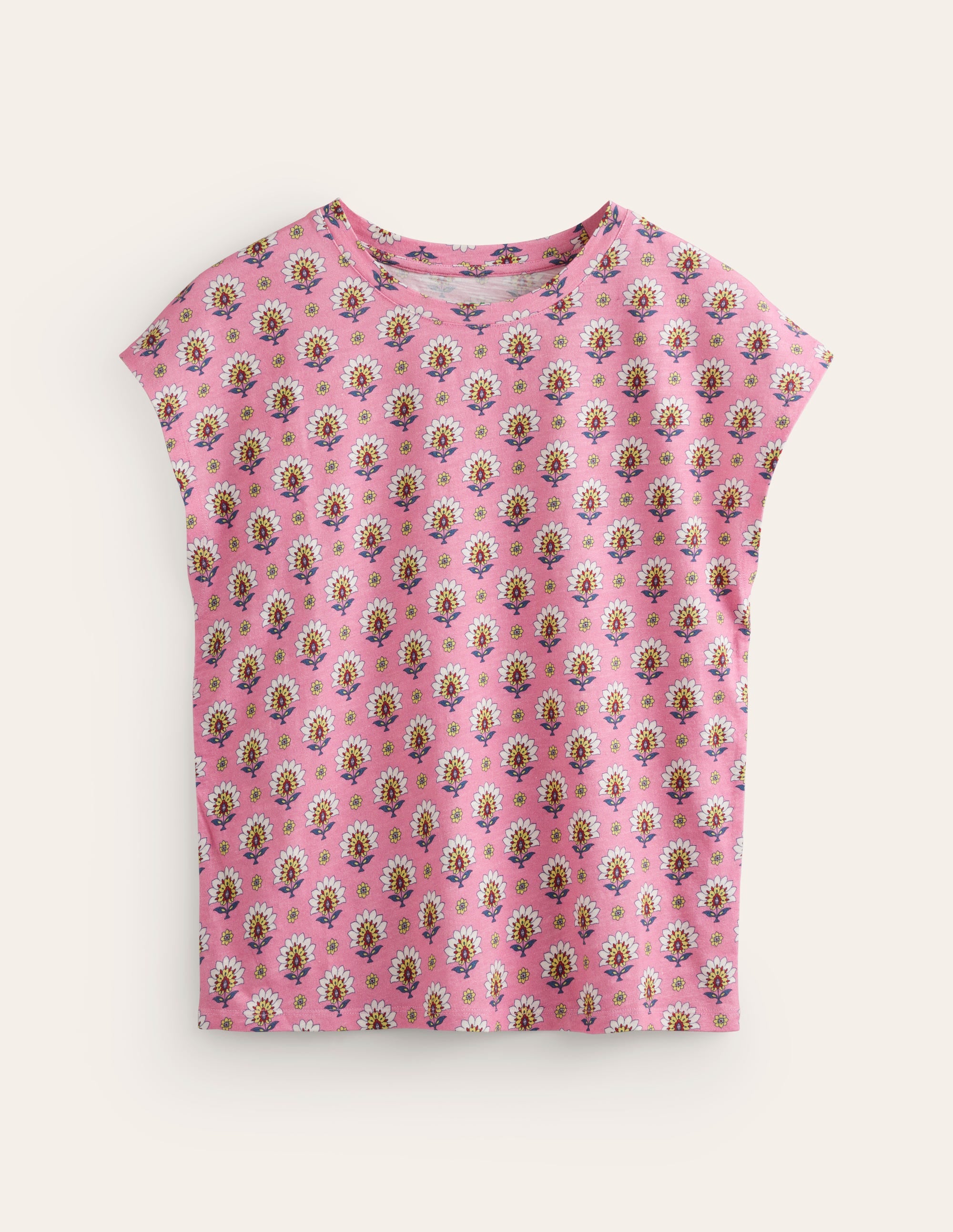 Louisa Flammgarn-T-Shirt mit Druck-Kaschmir Rose, Passion Geo - Image 5