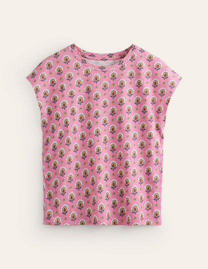 T-shirt Louisa flammé et imprimé-Rose cachemire, motif Passion Geo-5