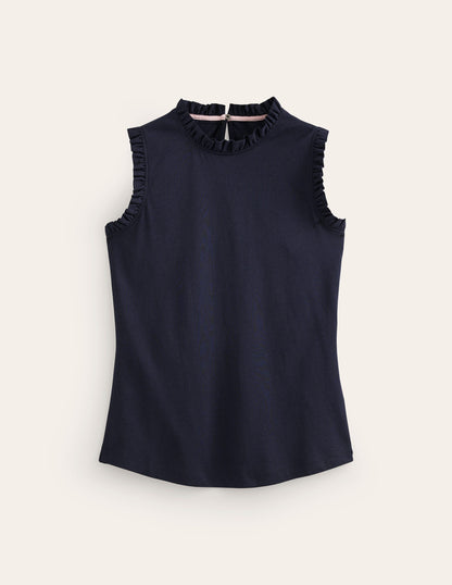 Débardeur volanté ultra-doux-Bleu Marine, Petits Pois-5