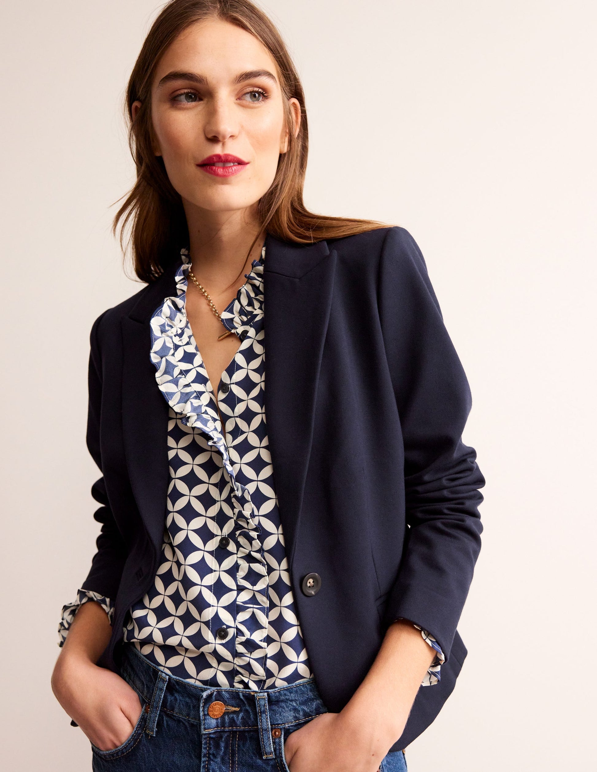 Blazer Canonbury en jersey-Bleu marine-1