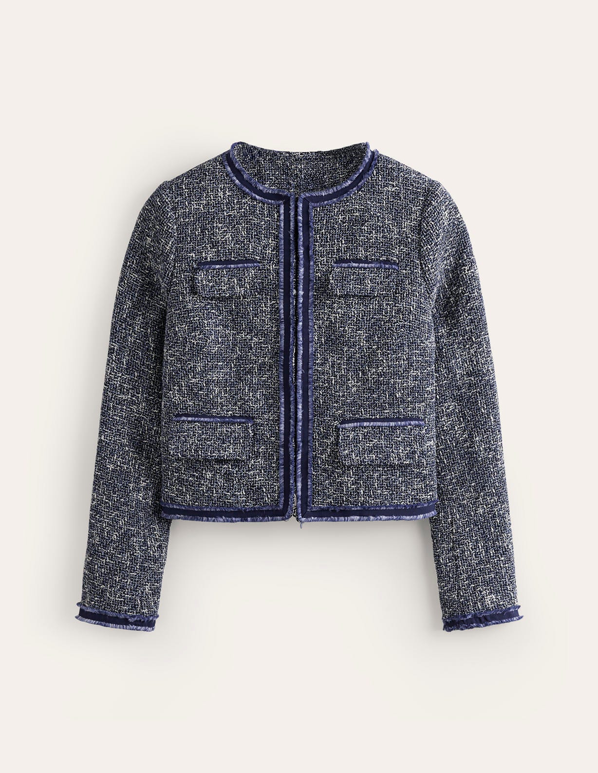 Veste courte Interest texturée-Bleu marine - Image 5