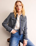 Veste courte Interest texturée-Bleu marine
