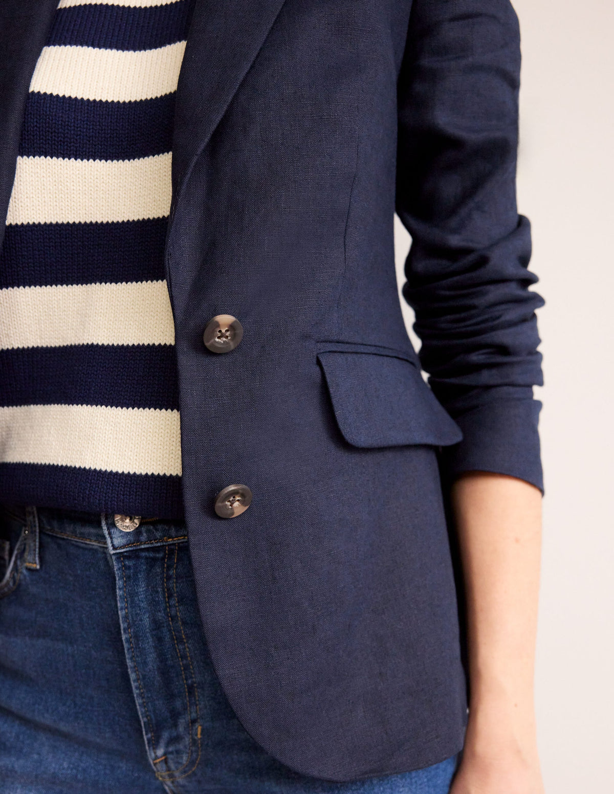 Marylebone Leinenblazer-Aqua Marine Marl - Image 2