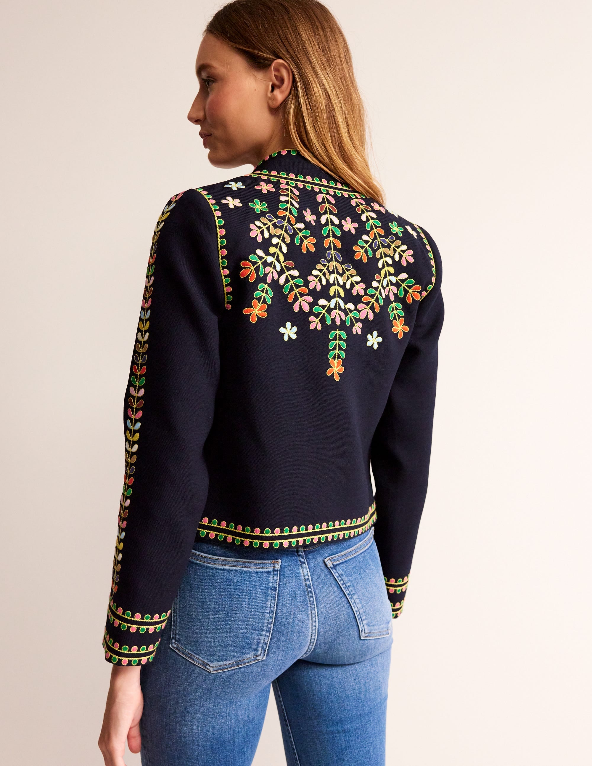Embroidered Icon Jacket-Navy - Image 3