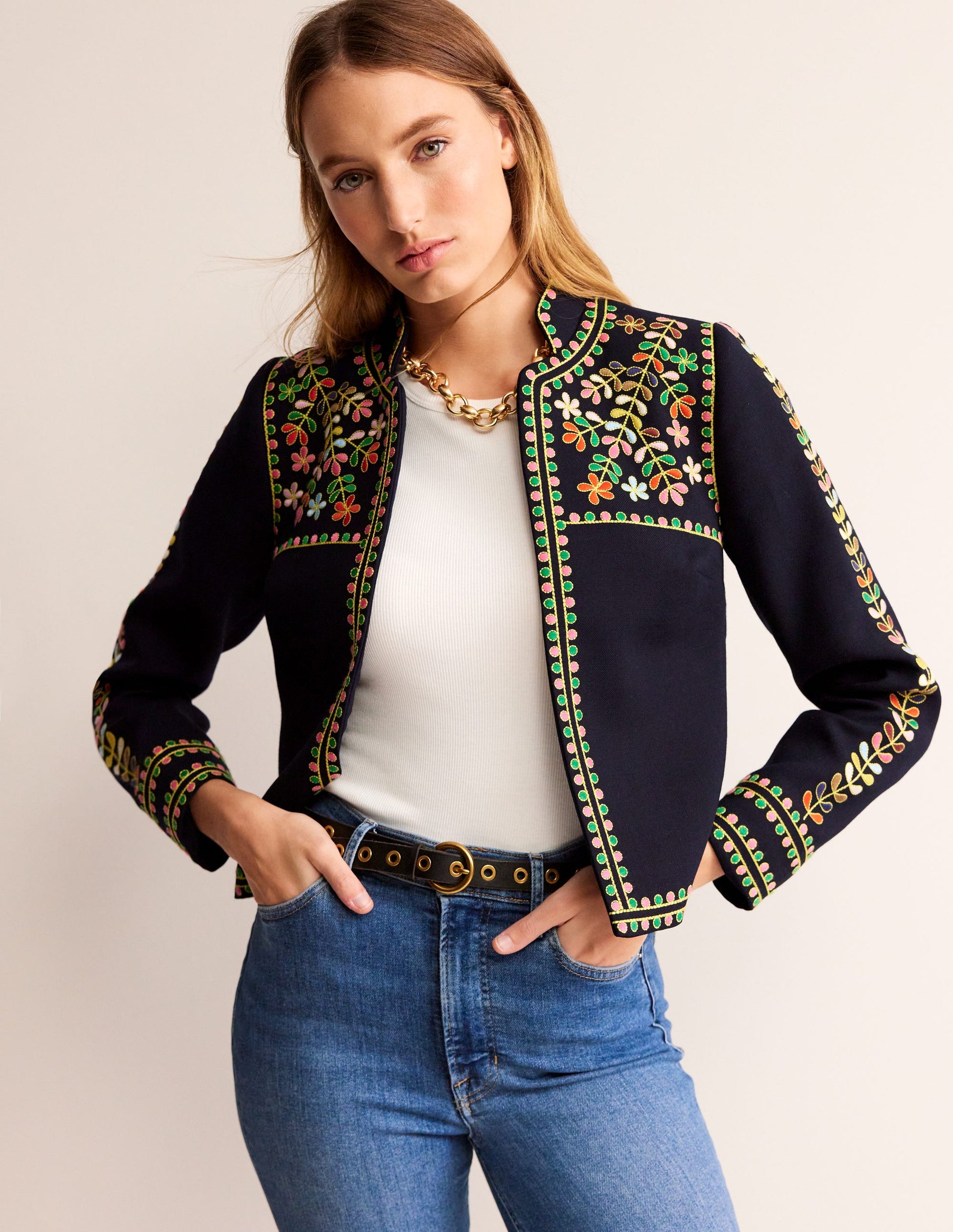 Embroidered Icon Jacket-Navy-4