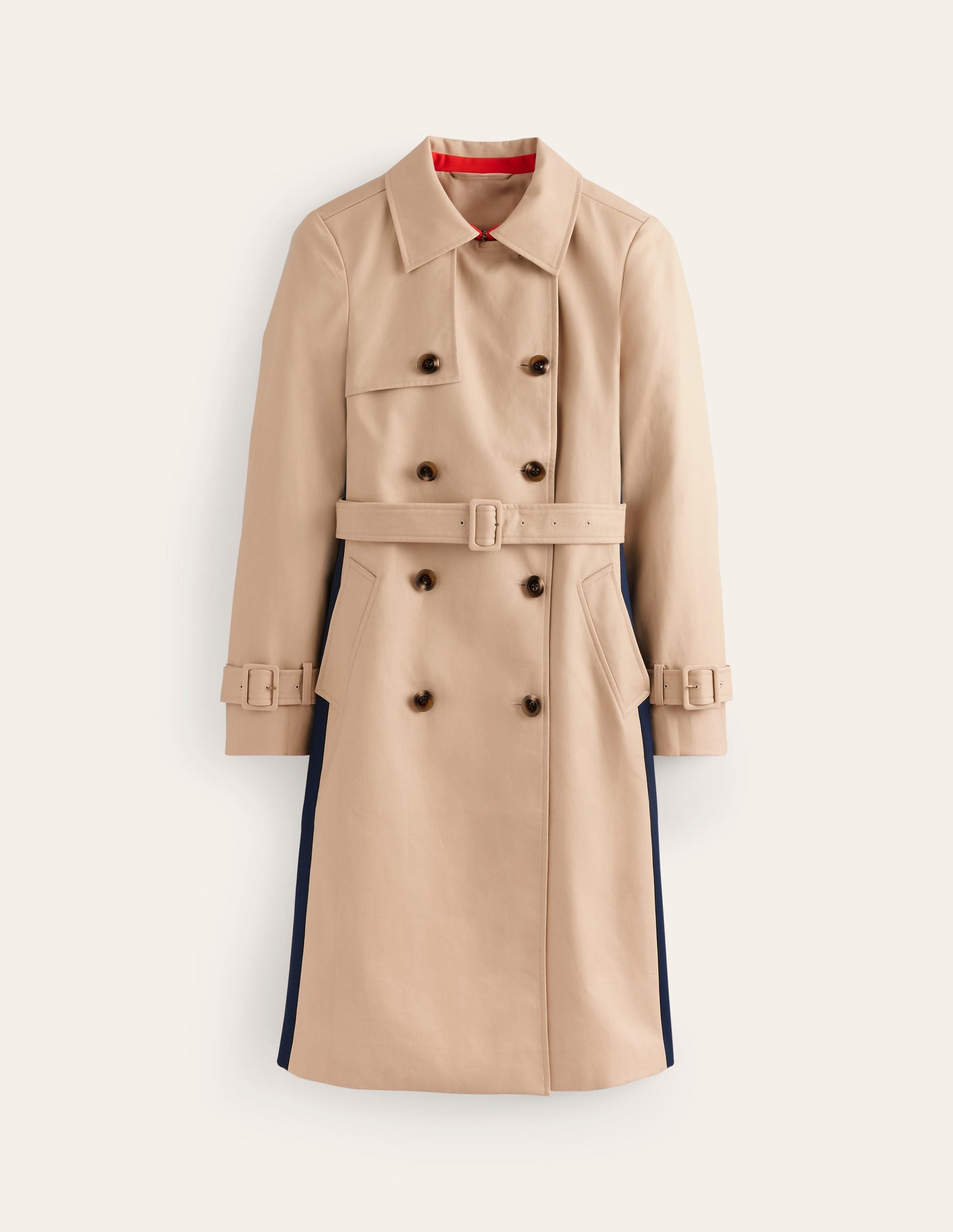 Trenchcoat in Blockfarben-Neutral mit Streifen-8