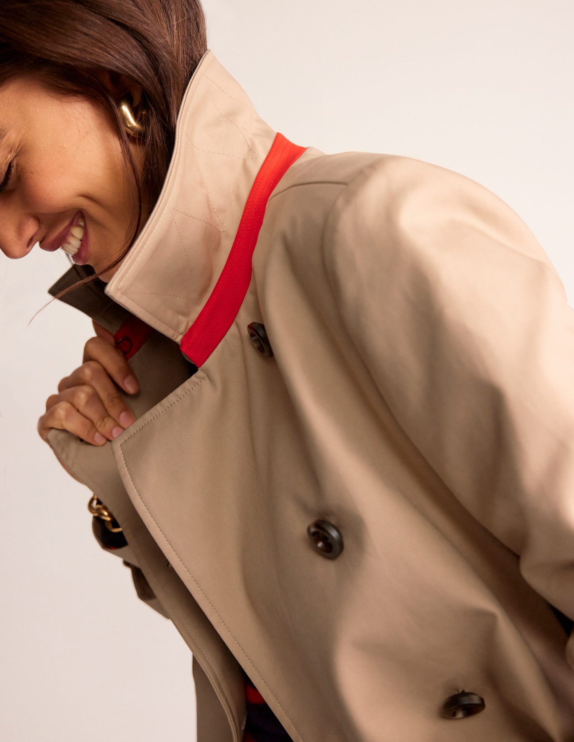 Trenchcoat in Blockfarben-Neutral mit Streifen-4