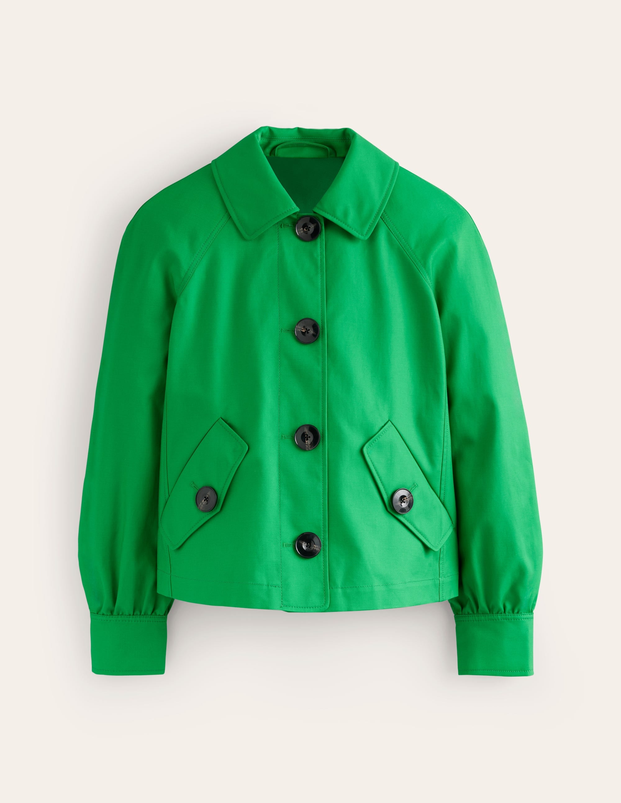 Kurzer Trenchcoat-Strahlendes Grün mit knalligem Marineblau - Image 5