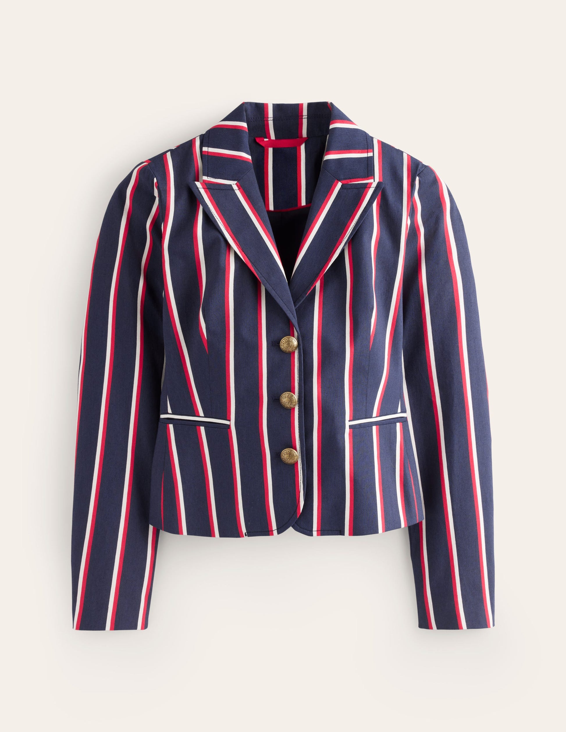 Canonbury Gestreifter Blazer-Marineblau, rot und weiß gestreift-6