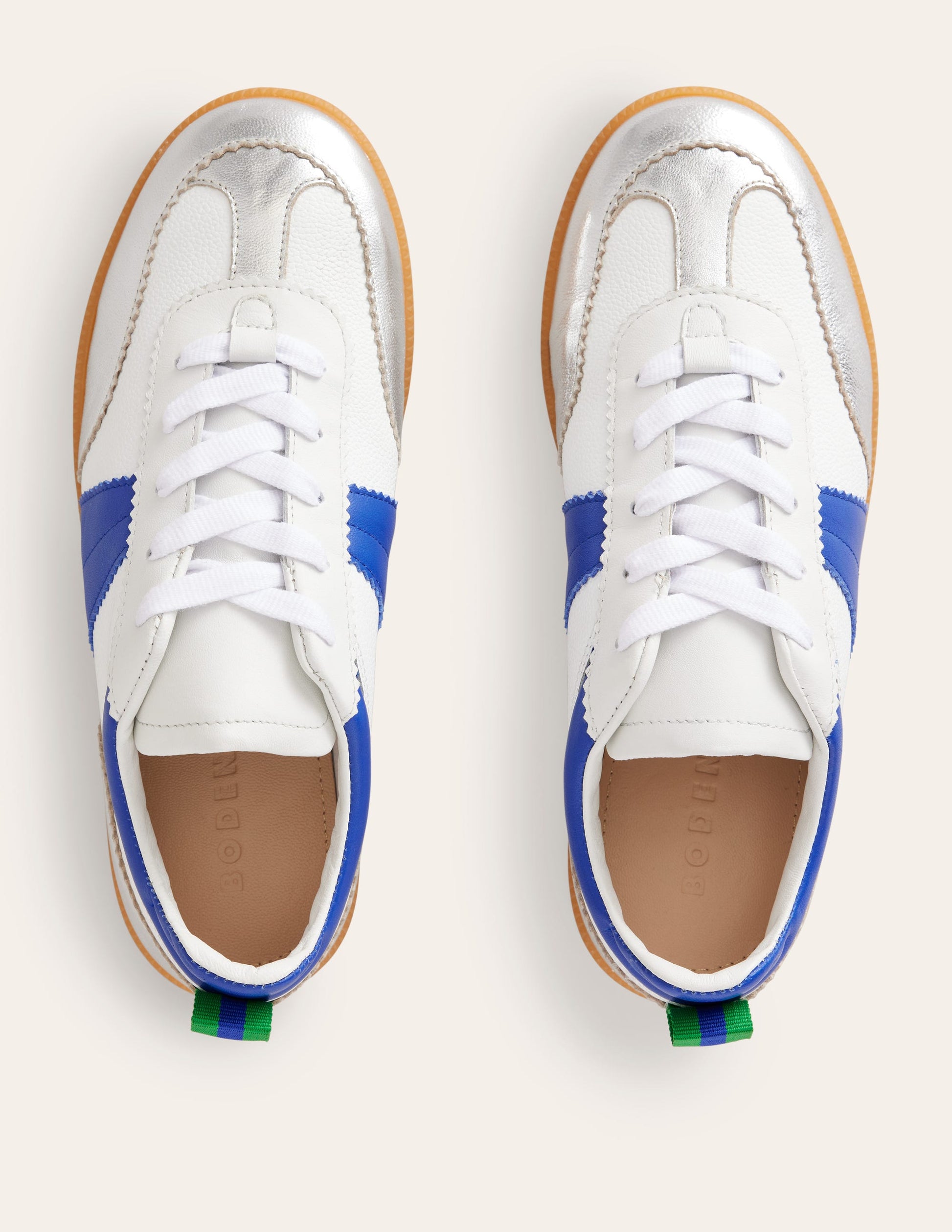 Erin Retro-Tennisschuhe-Weiß, leuchtendes Blau und Silber-5