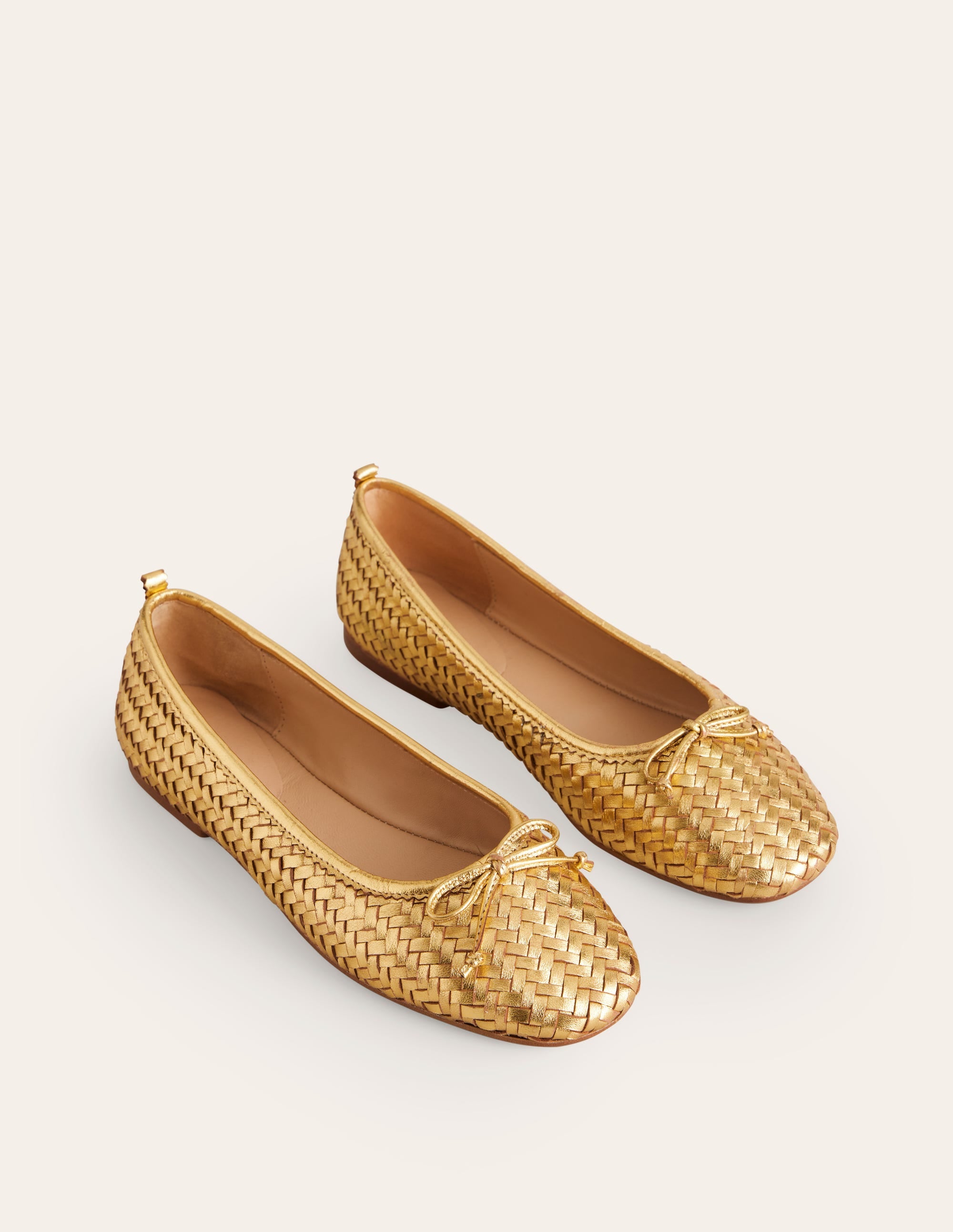Kitty Flexi Sole Ballet Pumps-Woven Gold - Image 3