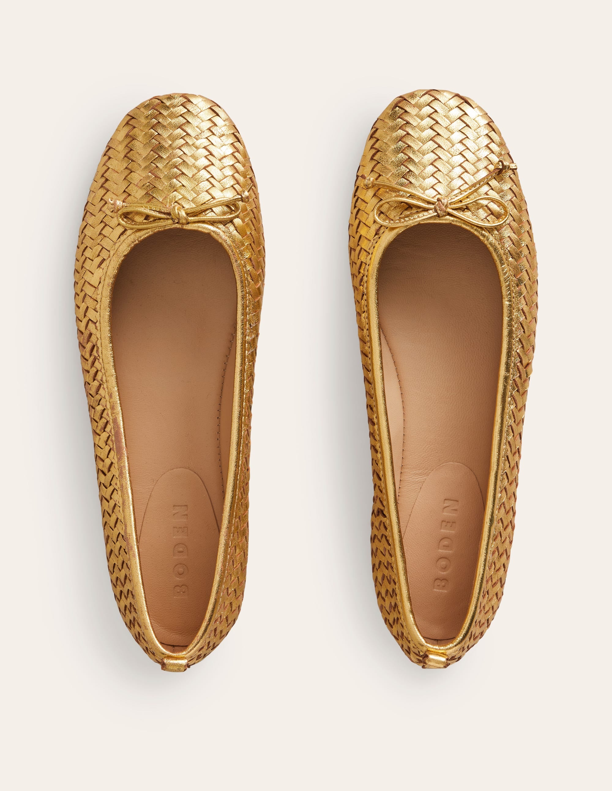 Kitty Flexi Sole Ballet Pumps-Woven Gold - Image 5