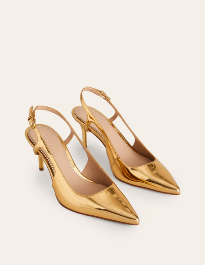 Riemchenpumps mit Cut-out-Gold Spiegelglanz-3