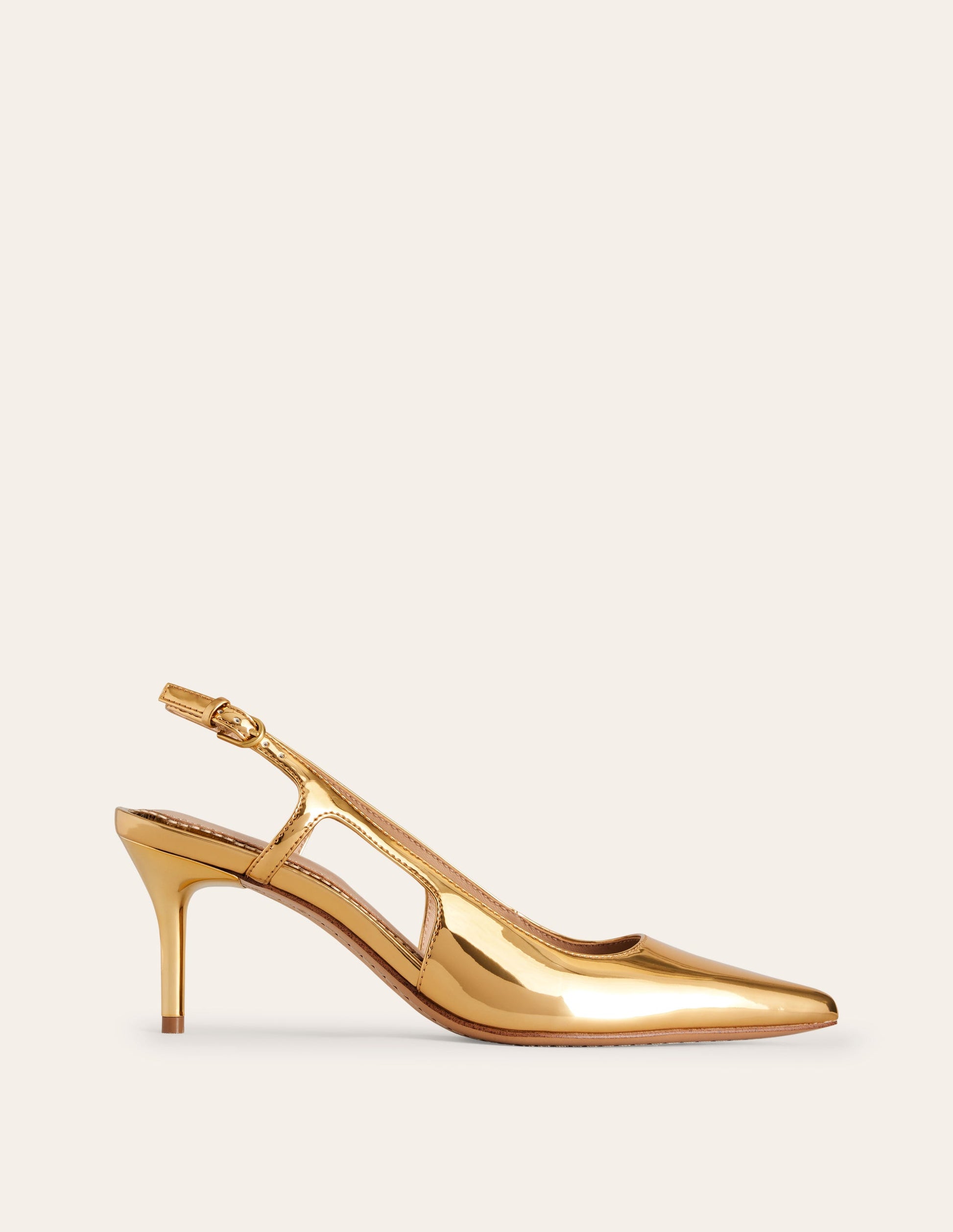 Riemchenpumps mit Cut-out-Gold Spiegelglanz-2