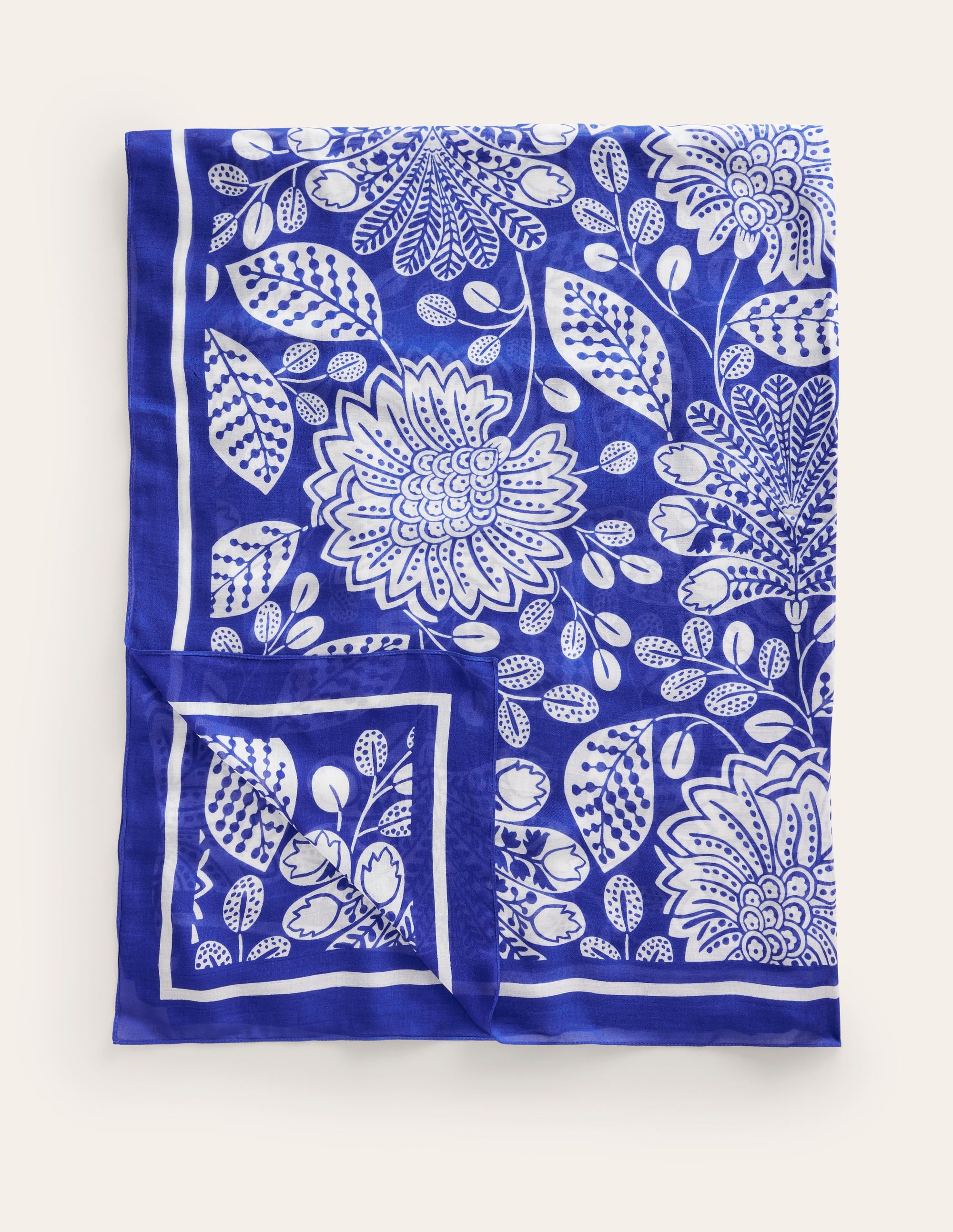 Foulard imprimé façon paréo-Bleu vif, motif Gardenia Swirl - Image 3