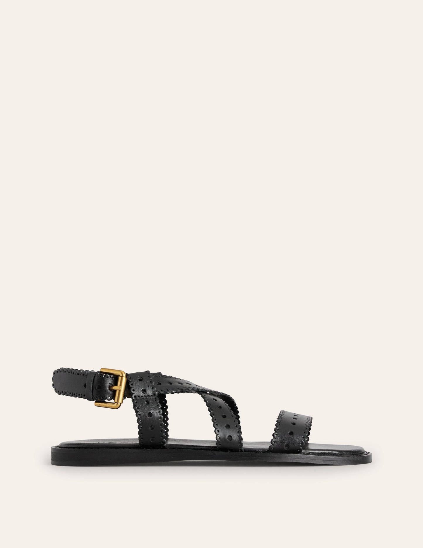 Flache Sandalen mit überkreuztem Riemen-Schwarz