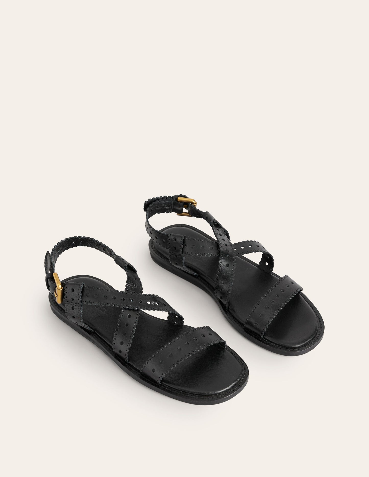 Flache Sandalen mit überkreuztem Riemen-Schwarz