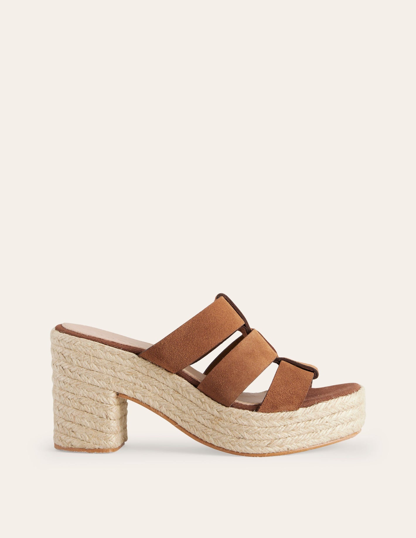 Espadrille-Sandalen mit Absatz-Hellbraun