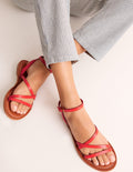 Flache Sandalen für jeden Tag-Signalrot