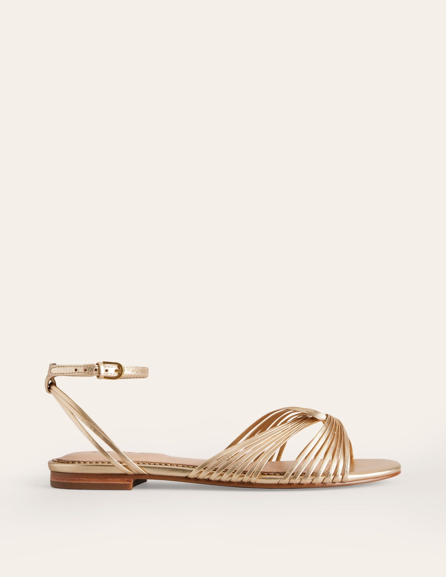 Flache Sandalen mit Twistdetail-Gold Metallic-Leder