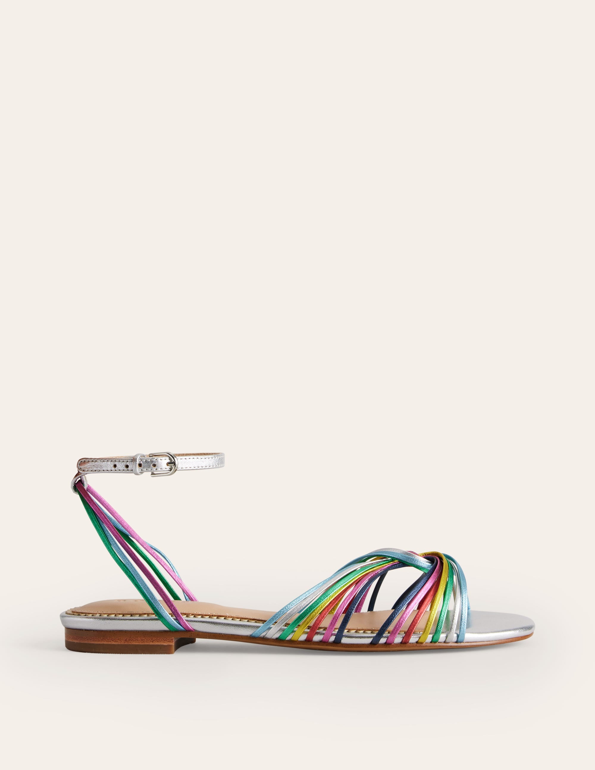 Flache Sandalen mit Twistdetail-Bunt Metallic-Leder - Image 3