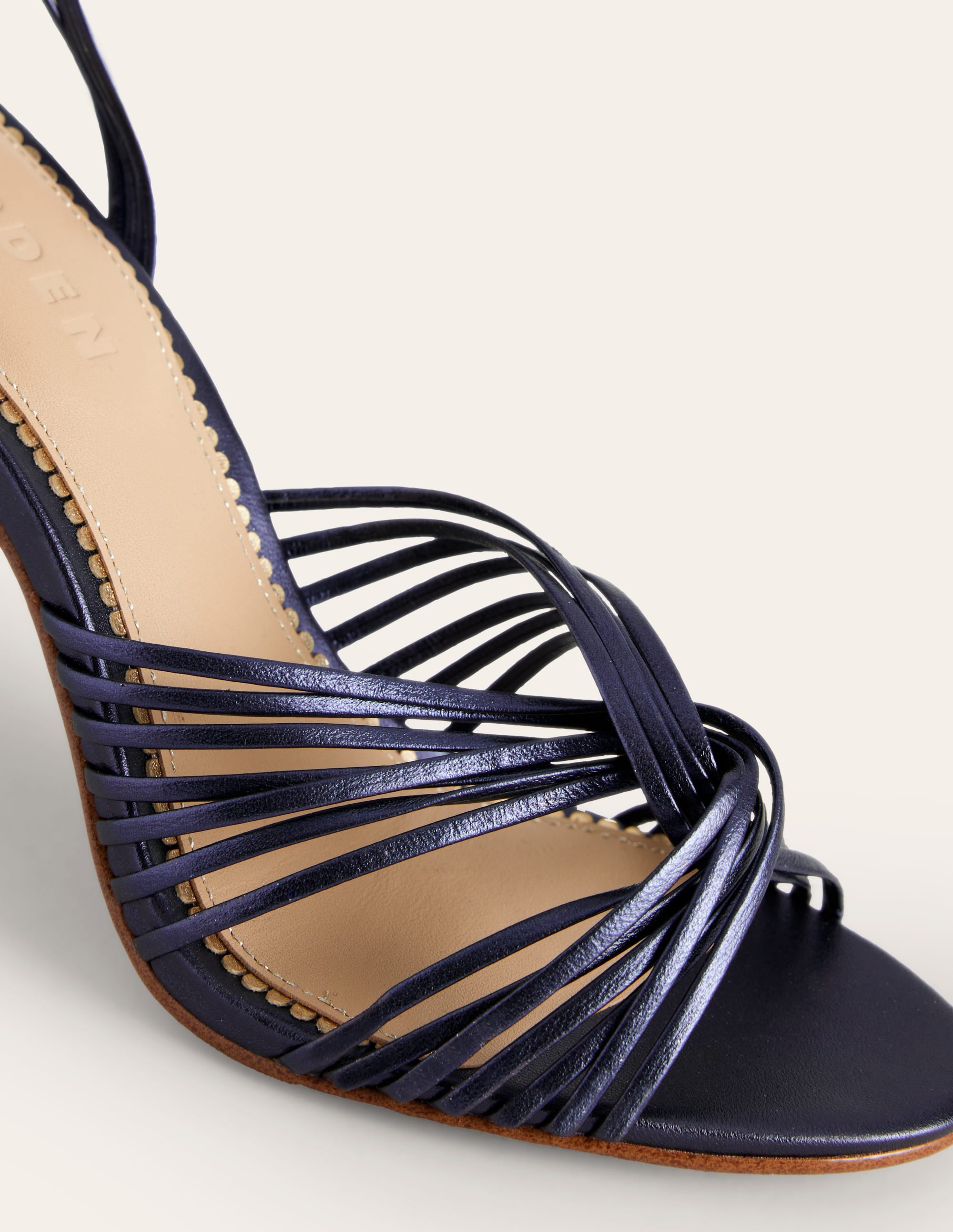 Sandales à talons avec devant torsadé-Bleu marine métallisé - Image 4