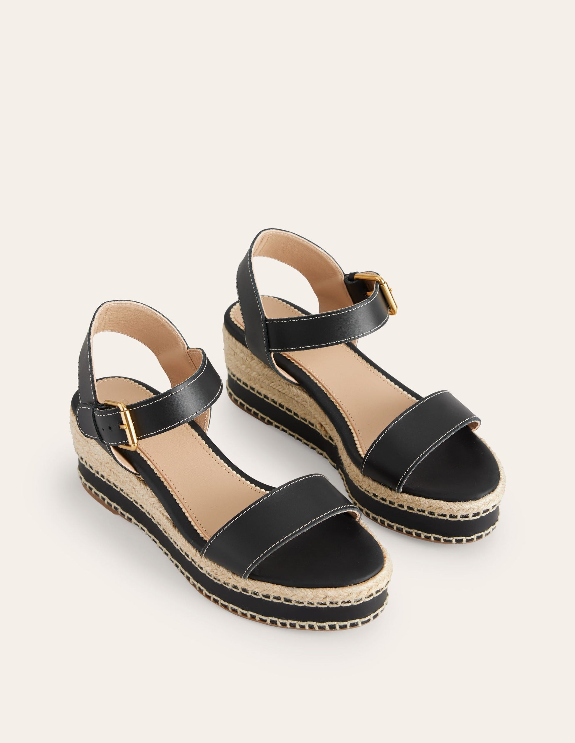 Espadrilles compensées à surpiqûres-Noir-3