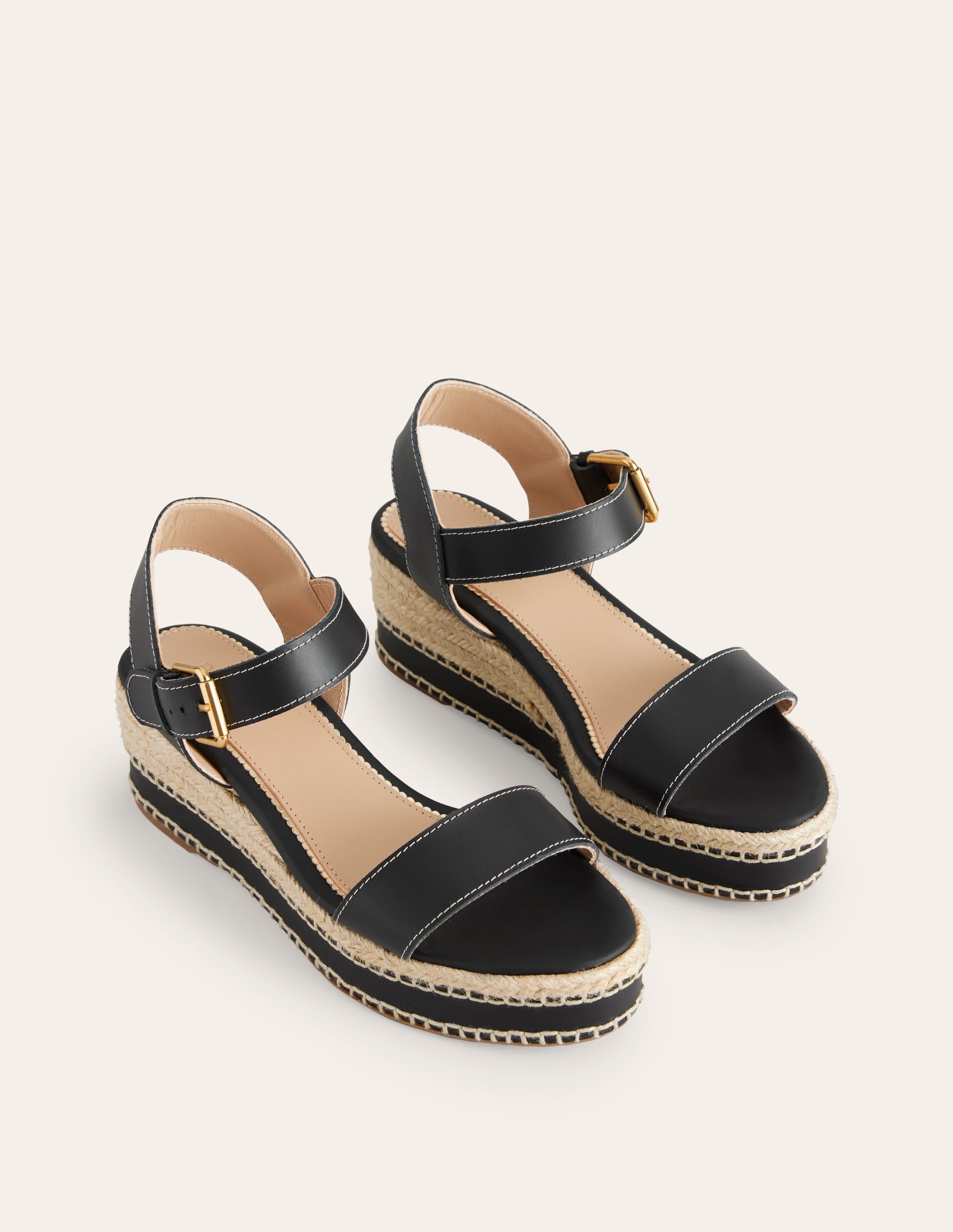 Espadrilles compensées à surpiqûres-Noir - Image 3