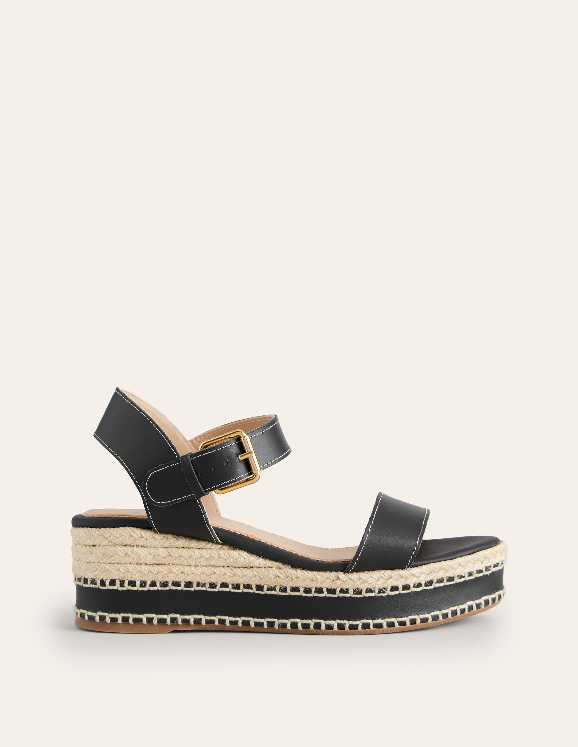Espadrilles compensées à surpiqûres-Noir - Image 2