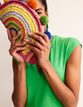 Rainbow Raffia Clutch-Rainbow