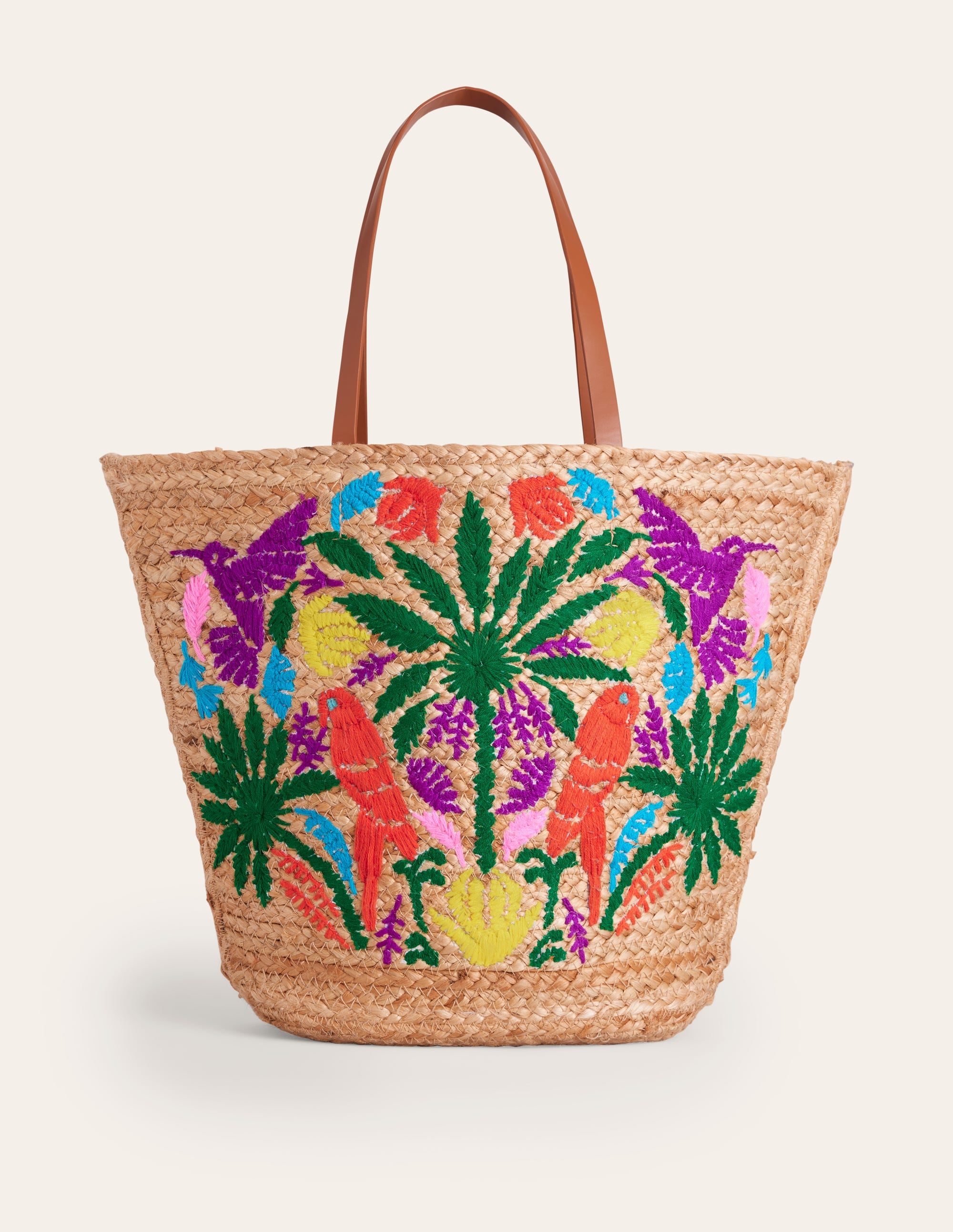 Embroidered Basket Bag-Parrot Embroidery - Image 1