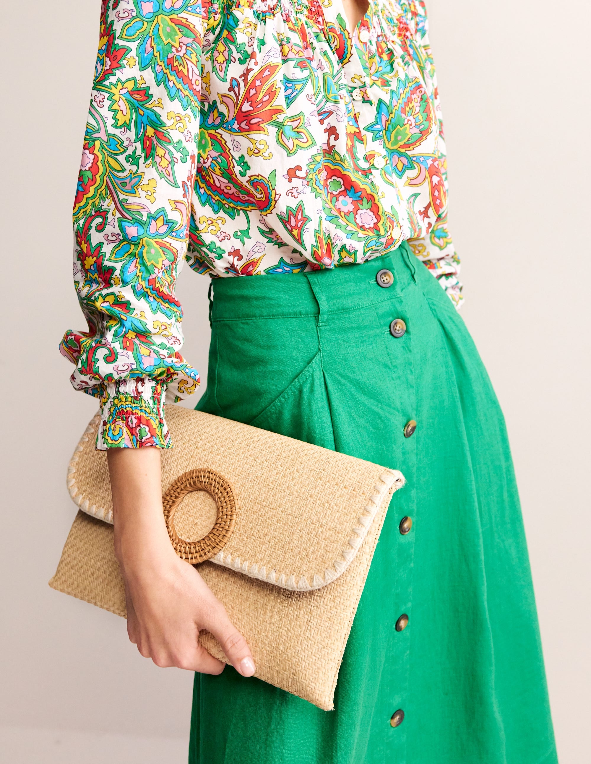 Clutch aus Bast-Ecru - Image 1