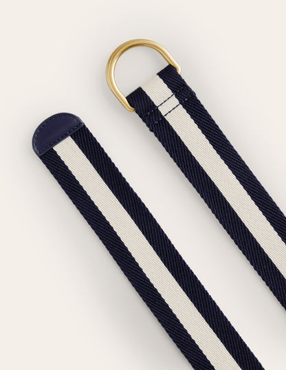 Ceinture en toile avec anneau en D-Arctic/Ivory Stripe